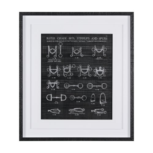 14985 - Equestrian Riding I BW by Mercana Studio Hand Embellished Framed Art Print Matted under Glass