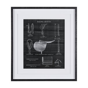 Equestrian Riding III BW by Mercana Studio Hand Embellished Framed Art Print Matted under Glass