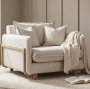 68713 - Roy II Beige Upholstered and Brown Wood Frame Arm Chair 