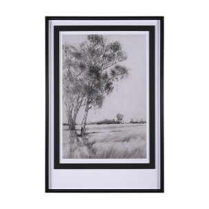 Serene View by Mercana Studio a Hand Embellished Textured Framed Art Print Matted under Glass