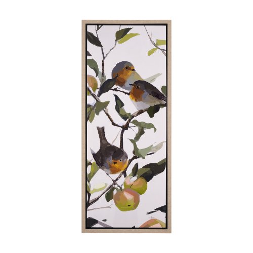 102597-FL - Birds & Apples II by Mercana Studio a Hand Embellished Textured Framed Canvas