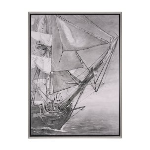 Tall Ship I by Mercana Studio a Hand Embellished Textured Framed Canvas