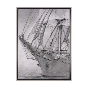 Tall Ship II by Mercana Studio a Hand Embellished Textured Framed Canvas