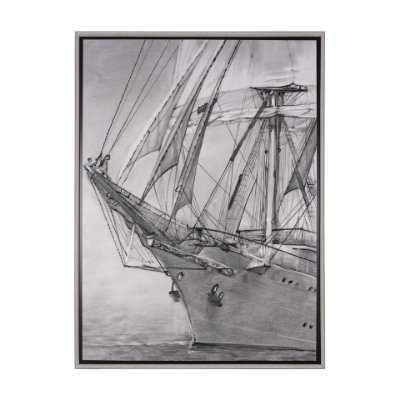 102600-FL - Tall Ship II by Mercana Studio a Hand Embellished Textured Framed Canvas