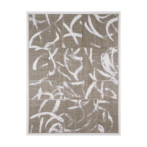 102601-FL - Woven Textile by Mercana Studio a Hand Embellished Textured Framed Canvas
