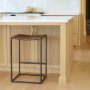 69393 - Clarissa 18.0L x 16.0W x 26.25H Dark Brown Woven Leather Seat W/ Black Iron Frame Counter Stool