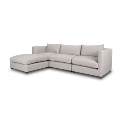 70744-C - Halston 4 Piece (w/ 1 x Ottoman) Light Grey Chaise Sofa Set