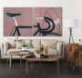102020-L - Bike Handle Pink by Alarm a Hand Embellished Textured Canvas