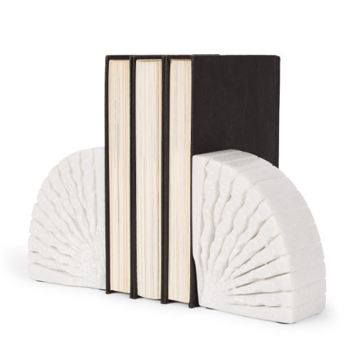 70503 - Stept White Marble Bookends w/rough carving (set of 2)