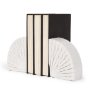 70503 - Stept White Marble Bookends w/rough carving (set of 2)