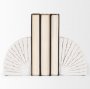 70503 - Stept White Marble Bookends w/rough carving (set of 2)
