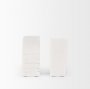 70503 - Stept White Marble Bookends w/rough carving (set of 2)