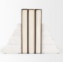 70504 - Cavetto White Marble Bookends w/rough carving S/2