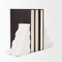 70504 - Cavetto White Marble Bookends w/rough carving S/2