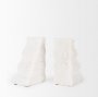 70504 - Cavetto White Marble Bookends w/rough carving S/2