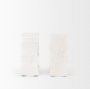 70504 - Cavetto White Marble Bookends w/rough carving S/2