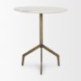 70153 - Serre Marble Top 3 Prong Gold Metal Base End Table 