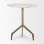 70153 - Serre Marble Top 3 Prong Gold Metal Base End Table 