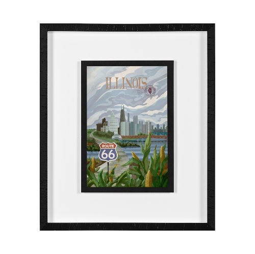 15114 - Illinois Go USA (M) by Mercana Studio a Framed Art Print Matted under Glass