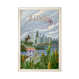 Illinois Go USA (XL) by Mercana Studio a Hand Embellished Decograph Framed Art Print under Glass