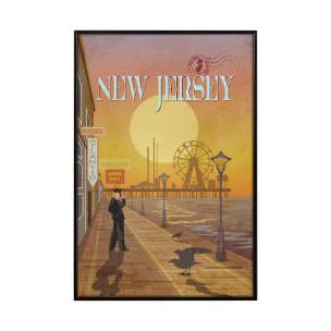 New Jersey Go USA (SM) by Mercana Studio a Hand Embellished Decograph Framed Art Print