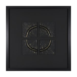 Equal Quadrants Black by Studio M a handmade Original Framed 3D Textured Artwork under Glass