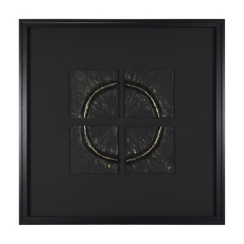 15113 - Equal Quadrants Black by Studio M a handmade Original Framed 3D Textured Artwork under Glass
