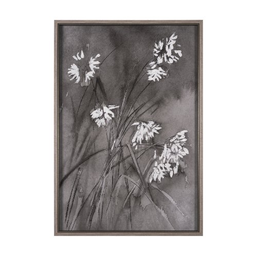15125 -  Wildflowers I Charcoal by Mercana Studio a Hand Embellished Textured Framed Art Print