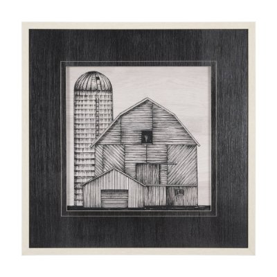 15127 - Barn Buildings I by Mercana Studio a Hand Embellished Textured Framed Art Print Matted under Glass