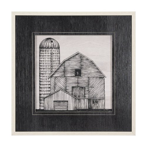 15127 - Barn Buildings I by Mercana Studio a Hand Embellished Textured Framed Art Print Matted under Glass