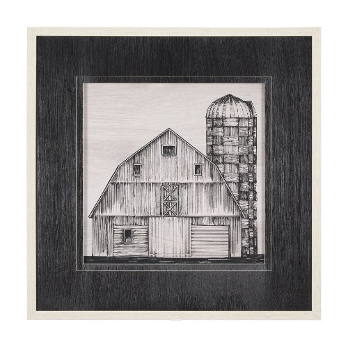 15128 - Barn Buildings II by Mercana Studio a Hand Embellished Textured Framed Art Print Matted under Glass