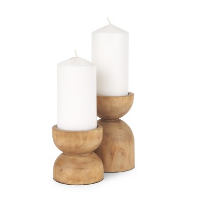 70543 - Aleena Wooden Candle Holder (Set of 2)