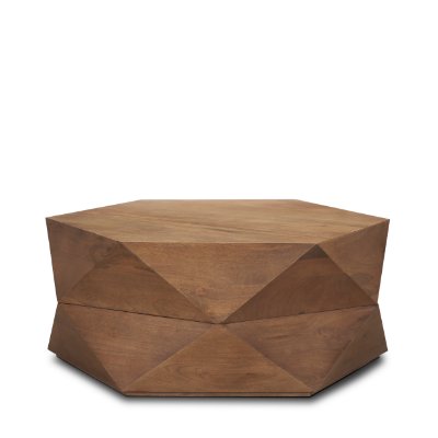 70566 - Arreto 36" Hexagonal Hinged Solid Wood Top and Base Coffee Table 