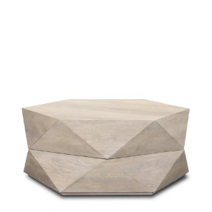 Arreto 36" Hexagonal Hinged Solid Wood Top and Base Coffee Table 