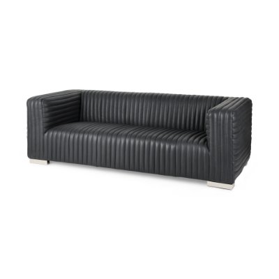 70794 - Ricciardo 82.5W Black Leather Wrapped Three Seater Sofa