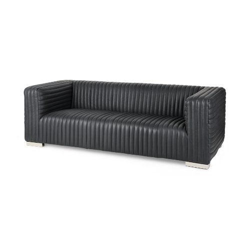 70794 - Ricciardo 82.5W Black Leather Wrapped Three Seater Sofa