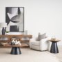69908 - Mitchell 22.0L x 22.0W x 23.0H Black Metal Pedetal Base with Brown Wood Top Side Table