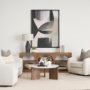 70561-AB - Rumer Dark Brown Wood w/ White Marble Coffee Table