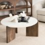 70561-AB - Rumer Dark Brown Wood w/ White Marble Coffee Table