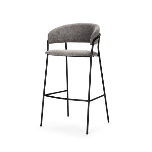 Carolyn Backless 39.8in Seat Bar Stool | Gray Fabric w/ Stool