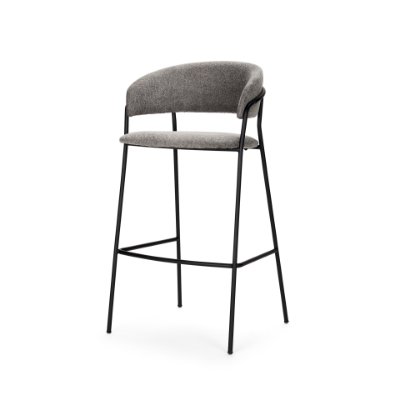 70464 - Carolyn Bar Stool w/ Gray Fabric & Matte Black Metal 
