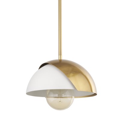 70467 - Cybill Brushed Brass w/ White Metal Shade 1-Light Wall Pendant