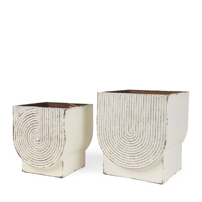 70547 - Medina Off White w/ Gold Antiquing Metal Planters (Set of 2)