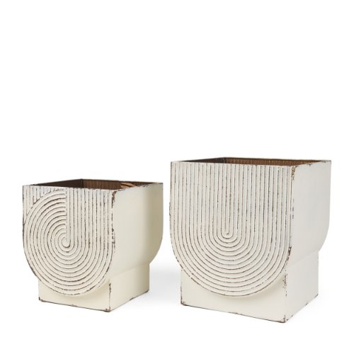 70547 - Medina Off White w/ Gold Antiquing Metal Planters (Set of 2)