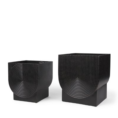 70548 - Medina Antiqued Black Metal Planters  (Set of 2)