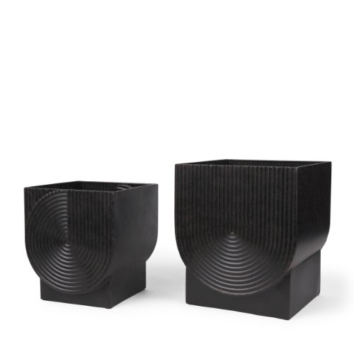 70548 - Medina Antiqued Black Metal Planters  (Set of 2)