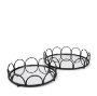 70550 - Lenore Round Metal/Mirror Tray Black (Set of 2)
