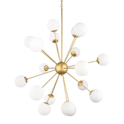 70441 - Barbara Brushed Gold Metal w/ Frosted Glass Globes  18-Light Chandelier