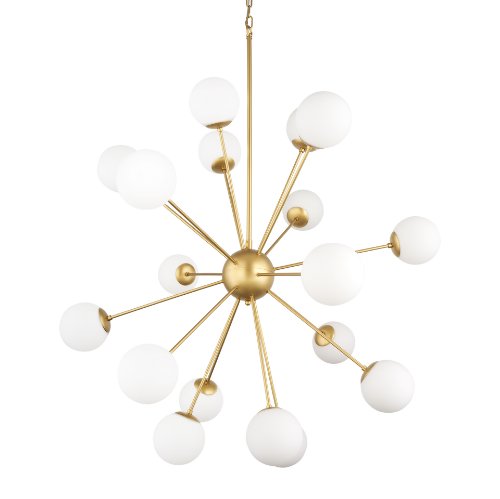 70441 - Barbara Brushed Gold Metal w/ Frosted Glass Globes  18-Light Chandelier