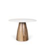 70563-AB - Allyson 42" Round Brown Wood Pedestal w/Banswara White Marble Top Dining Table